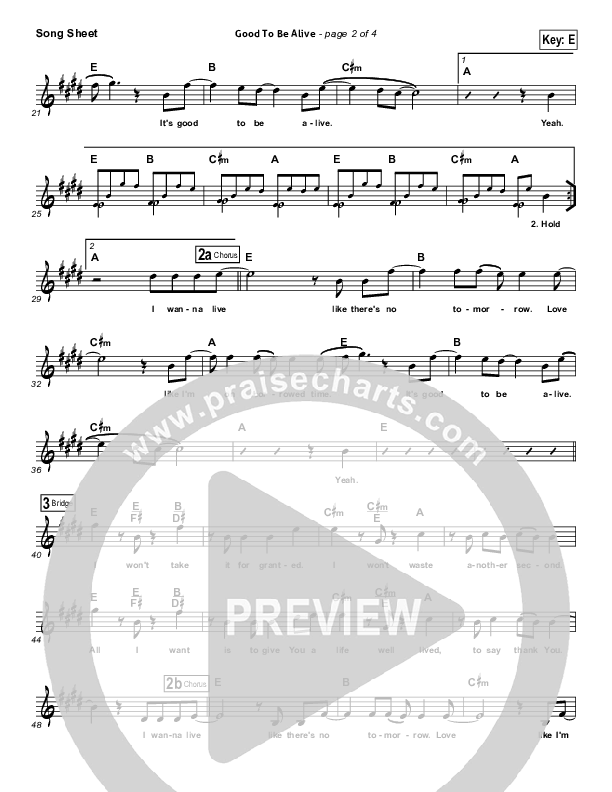 Good To Be Alive Lead (SAT) (Jason Gray)