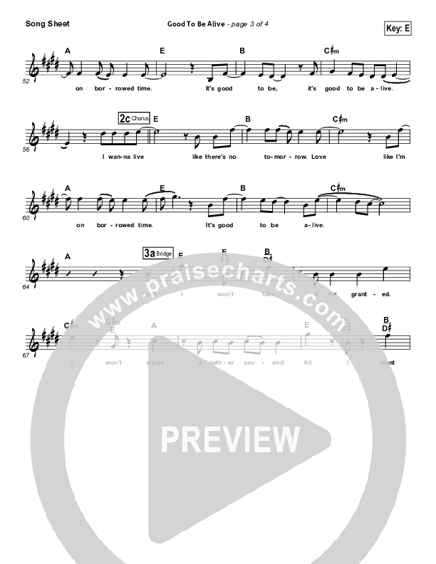 Good To Be Alive Lead (SAT) (Jason Gray)