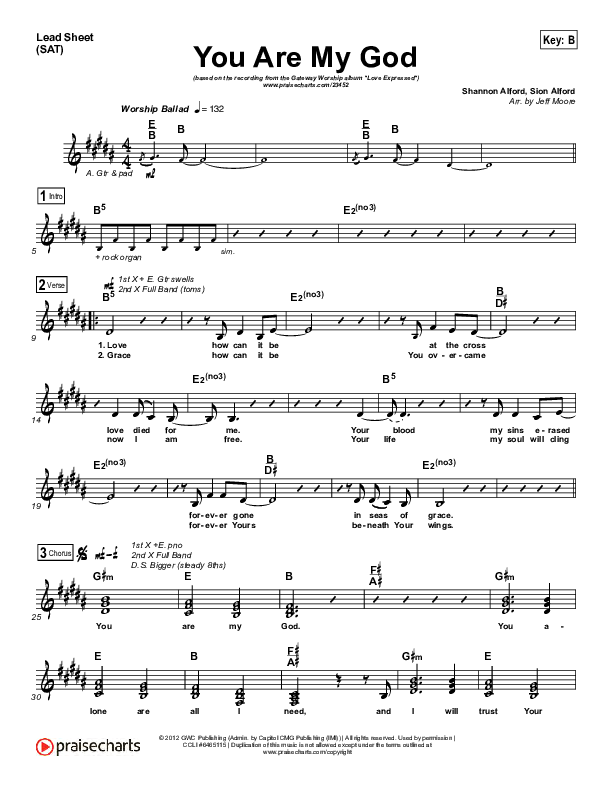You Are My God Lead Sheet (Gateway Devotions)