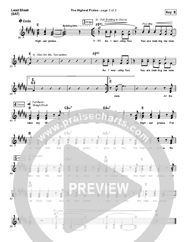 The Highest Praise Lead Sheet (Gateway Devotions)