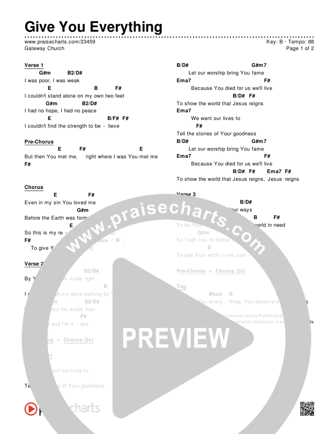 Give You Everything Chords & Lyrics (Gateway Devotions)