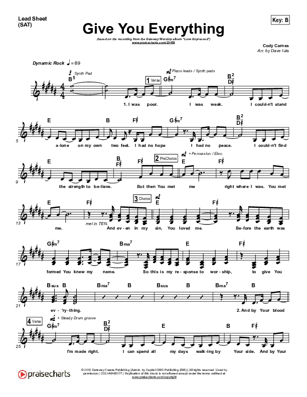 Give You Everything Lead Sheet (Gateway Devotions)