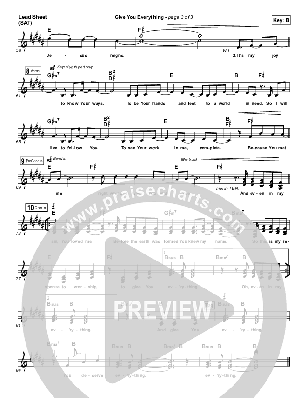 Give You Everything Lead Sheet (Gateway Devotions)