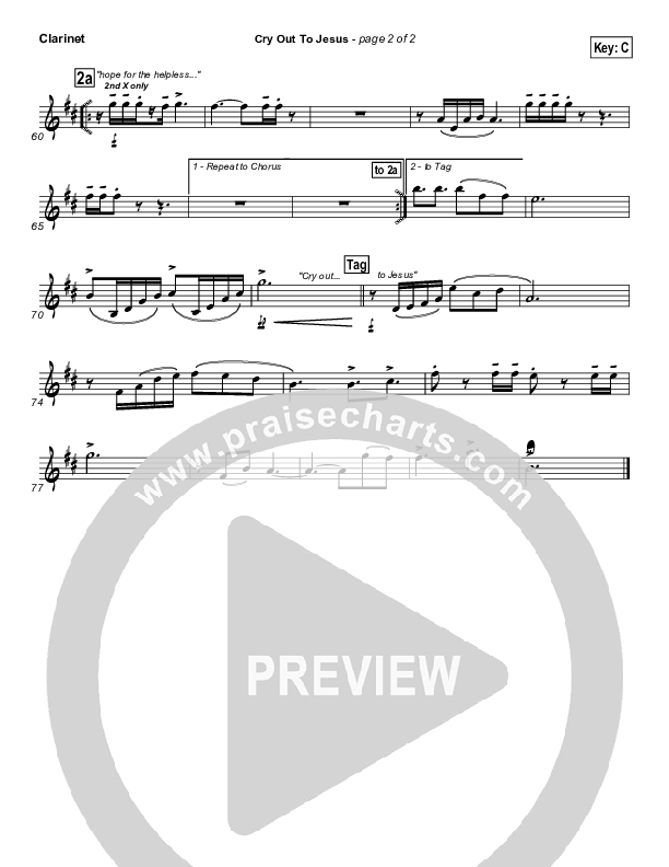 Cry Out To Jesus Clarinet (Third Day)