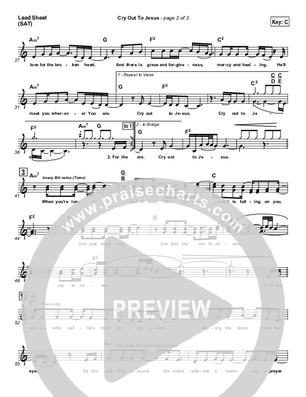Cry Out To Jesus Lead Sheet (Third Day)