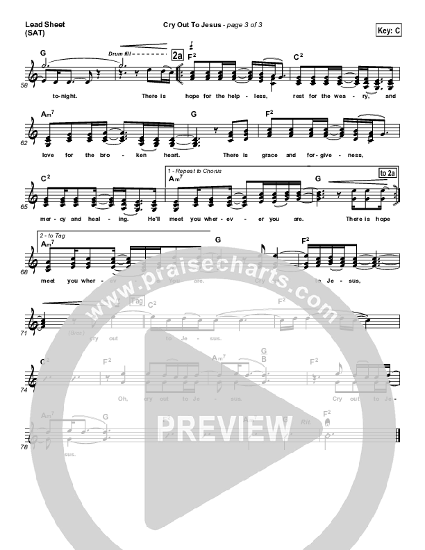 Cry Out To Jesus Lead Sheet (SAT) (Third Day)