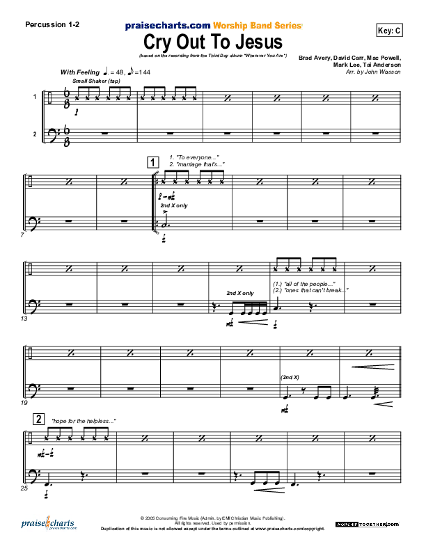 Cry Out To Jesus Percussion 1/2 (Third Day)