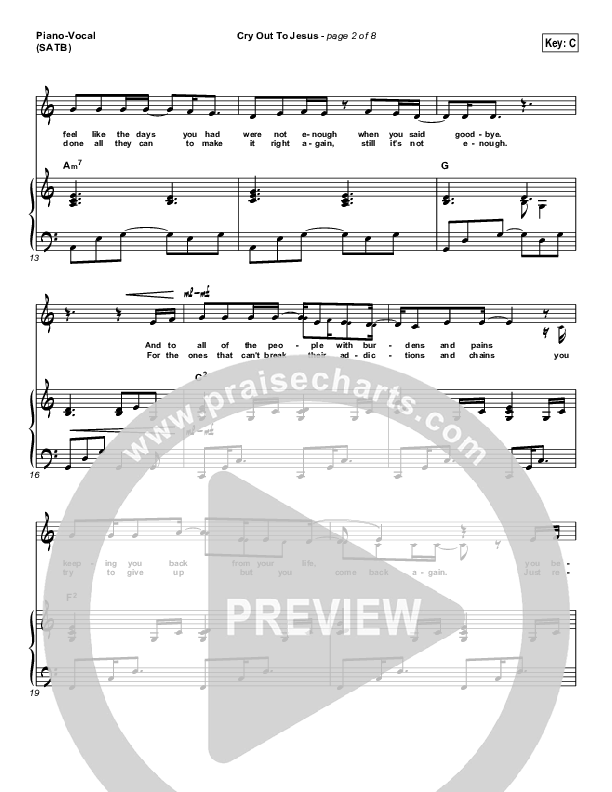 Cry Out To Jesus Piano/Vocal (Third Day)