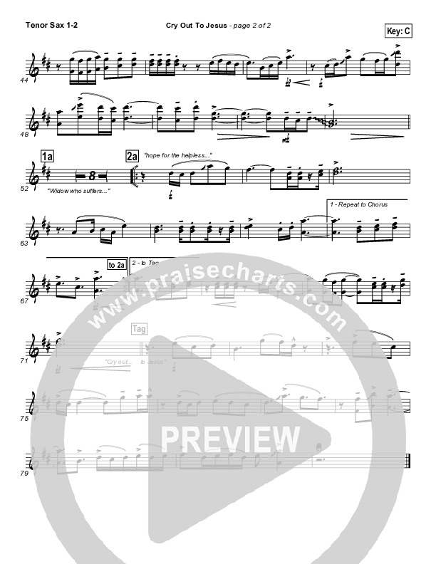 Cry Out To Jesus Tenor Sax 1/2 (Third Day)