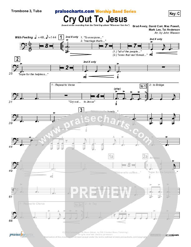 Cry Out To Jesus Trombone 3/Tuba (Third Day)