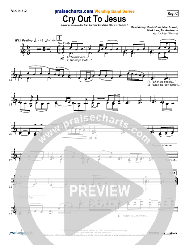 Cry Out To Jesus Violin 1/2 (Third Day)