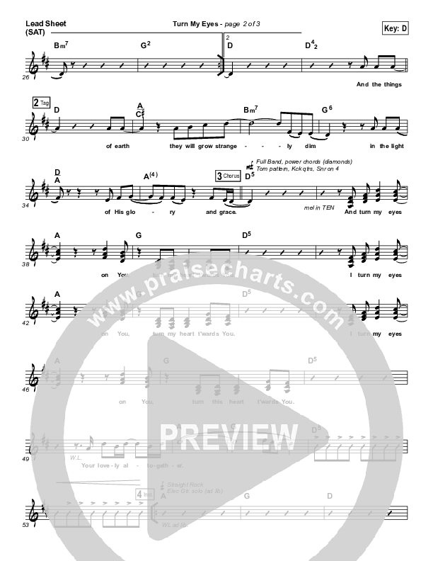 Turn My Eyes Lead Sheet (SAT) (Gateway Devotions)