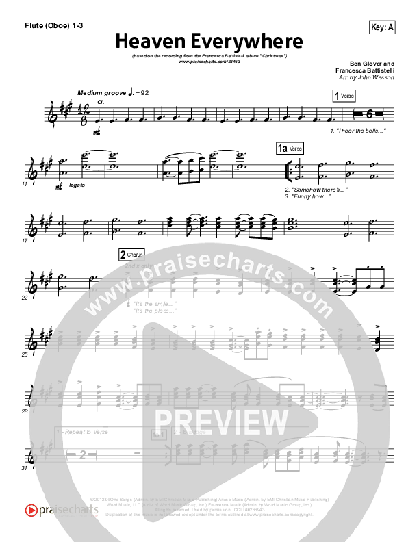 Heaven Everywhere Flute/Oboe 1/2/3 (Francesca Battistelli)