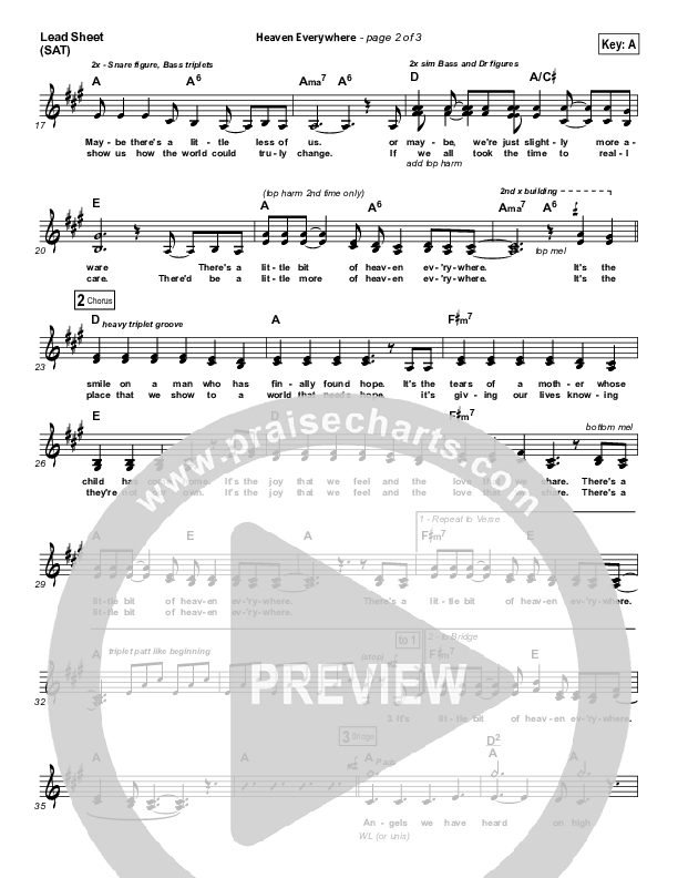 Heaven Everywhere Lead Sheet (SAT) (Francesca Battistelli)