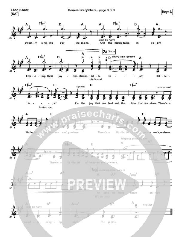 Heaven Everywhere Lead Sheet (SAT) (Francesca Battistelli)