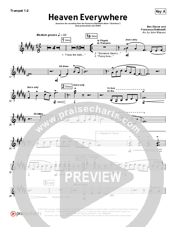 Heaven Everywhere Trumpet 1,2 (Francesca Battistelli)