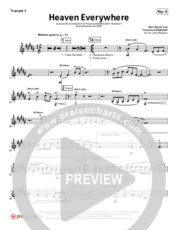 Heaven Everywhere Trumpet 3 (Francesca Battistelli)