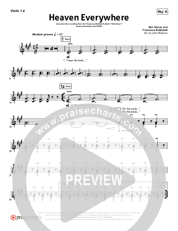 Heaven Everywhere Violin 1/2 (Francesca Battistelli)