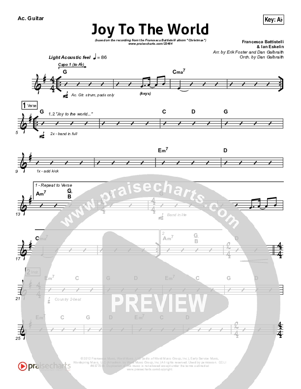 Joy To The World Acoustic Guitar (Francesca Battistelli)