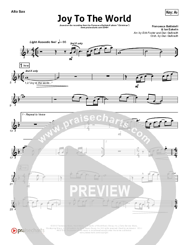 Joy To The World Alto Sax (Francesca Battistelli)