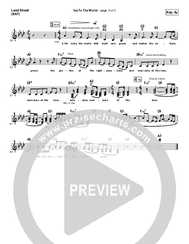 Joy To The World Lead Sheet (SAT) (Francesca Battistelli)