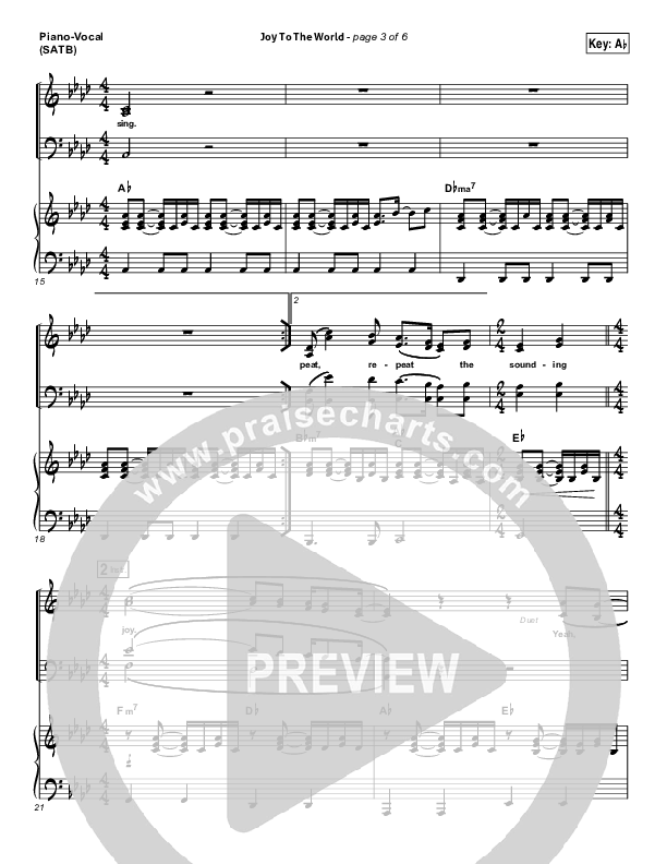 Joy To The World Piano/Vocal (SATB) (Francesca Battistelli)