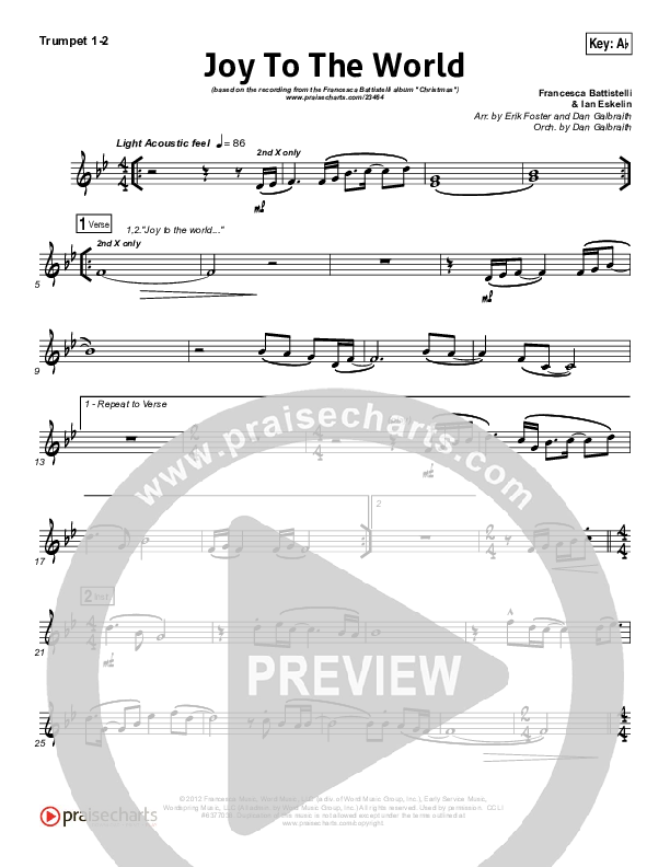 Joy To The World Trumpet 1,2 (Francesca Battistelli)