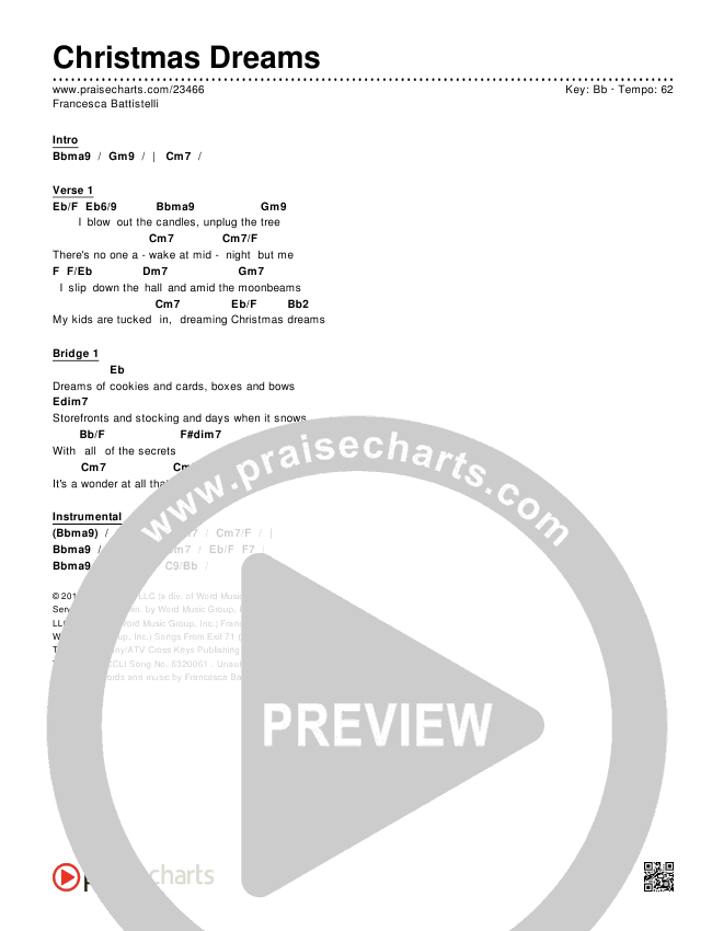 Christmas Dreams Chords & Lyrics (Francesca Battistelli)