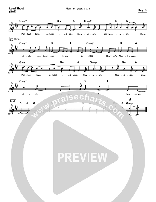 Messiah Lead Sheet (SAT) (Kari Jobe)