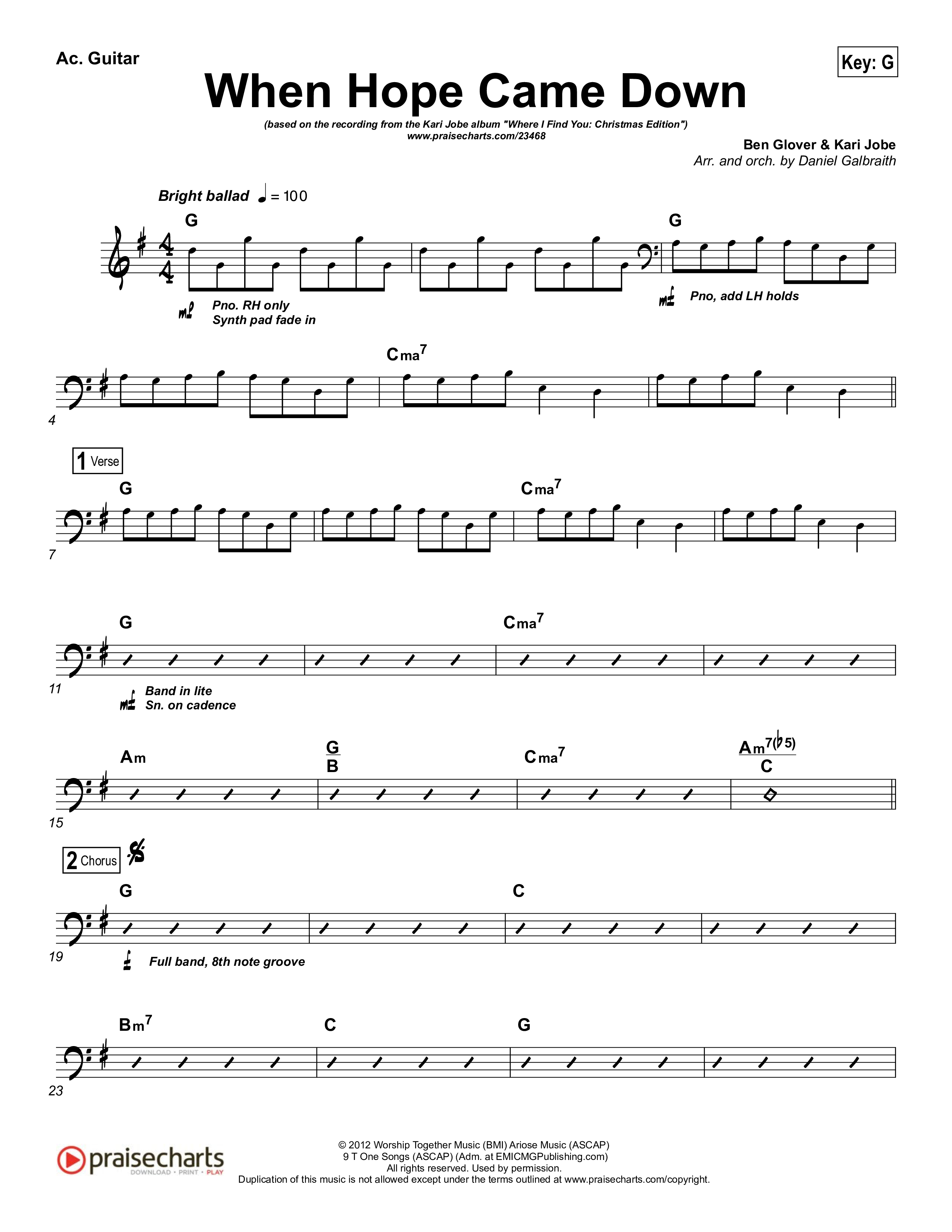 When Hope Came Down Acoustic Guitar (Kari Jobe)