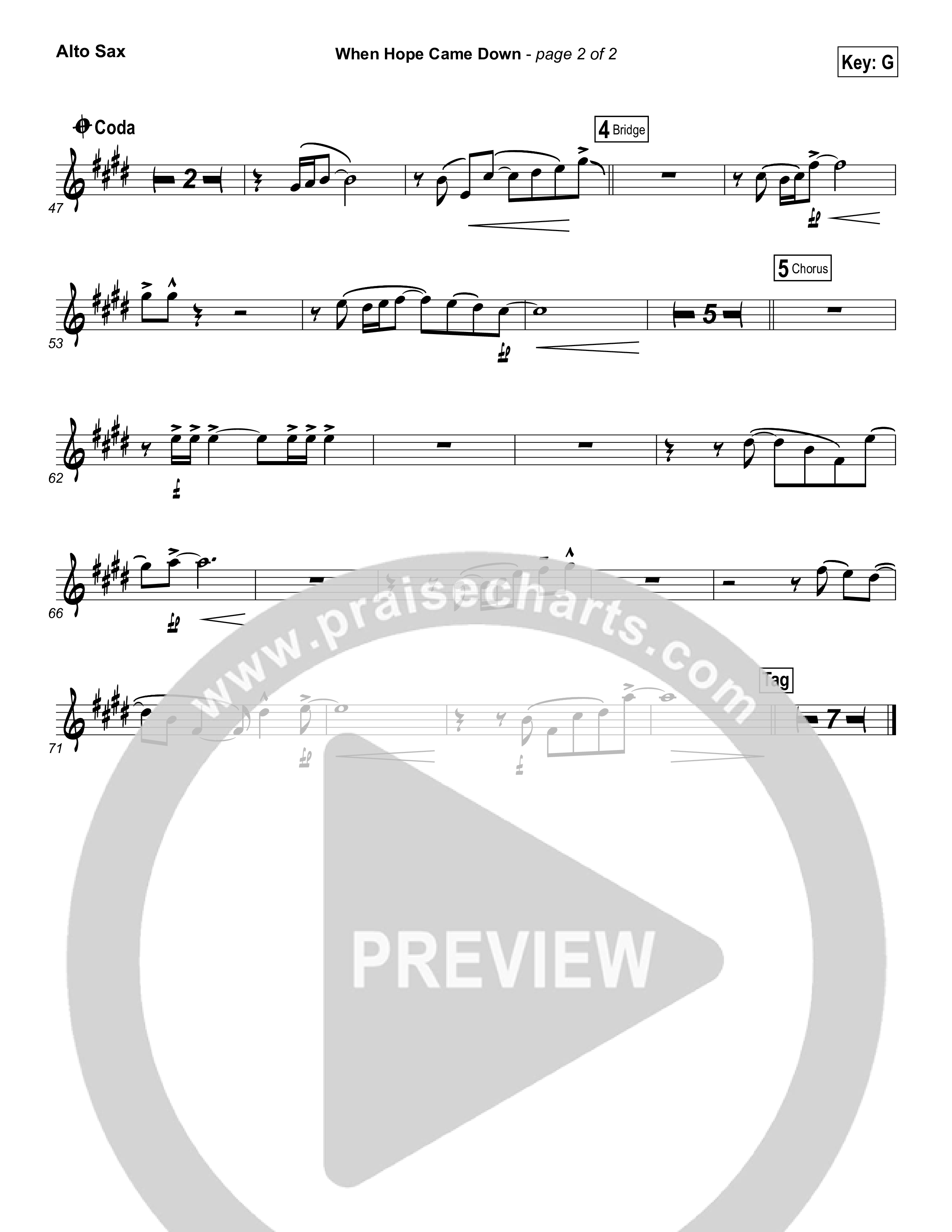 When Hope Came Down Alto Sax (Kari Jobe)