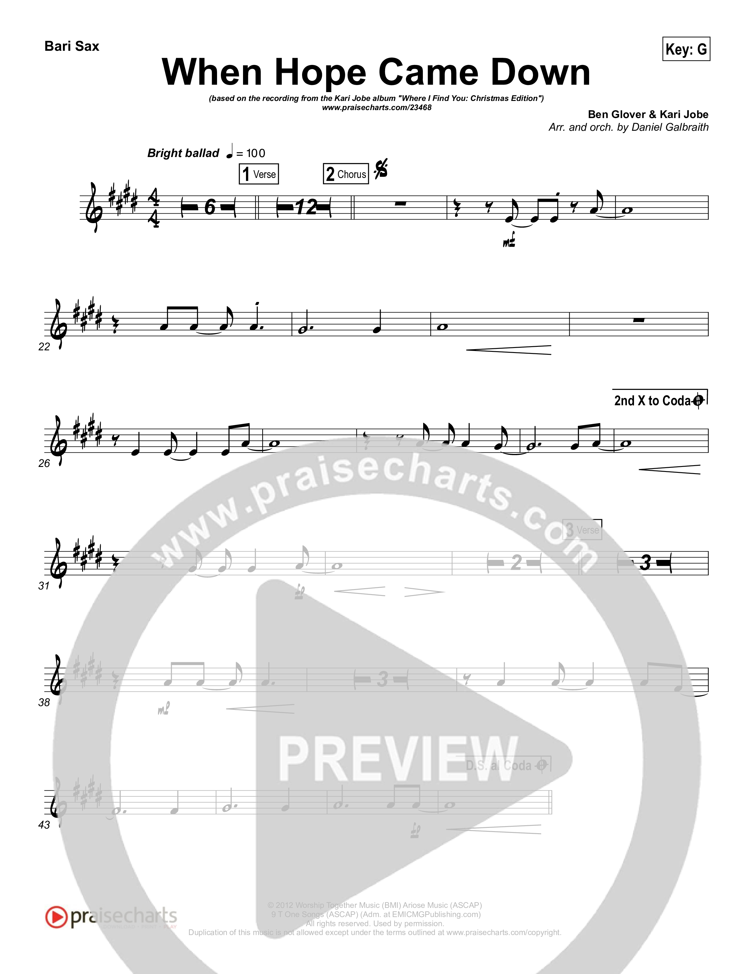 When Hope Came Down Bari Sax (Kari Jobe)