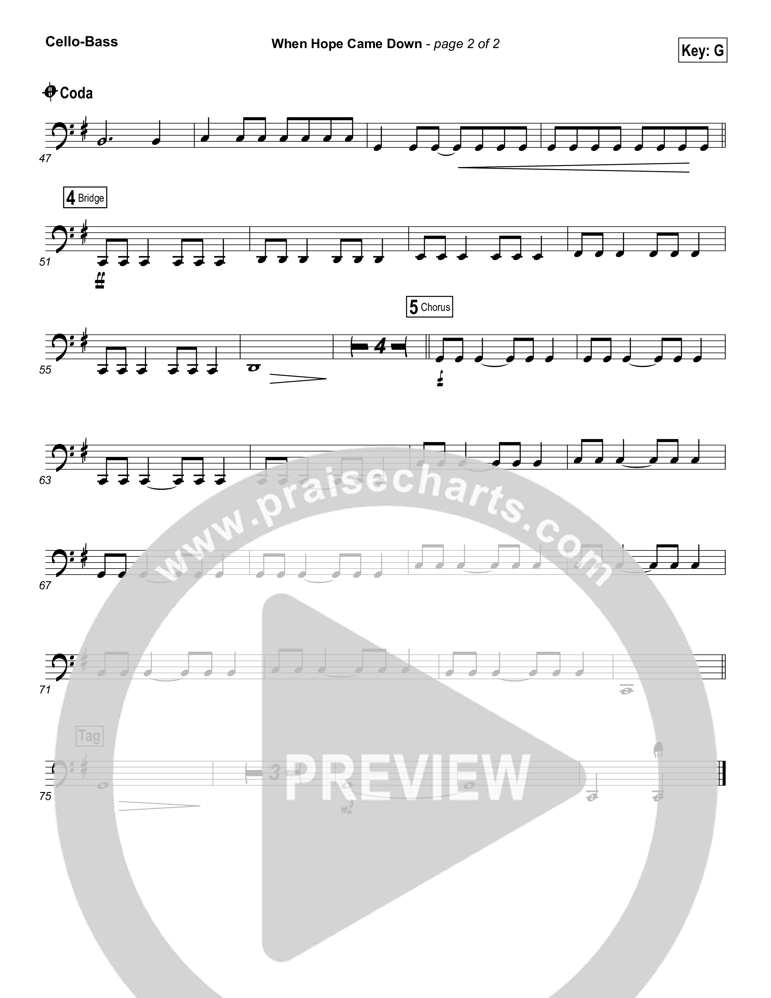 When Hope Came Down Cello/Bass (Kari Jobe)