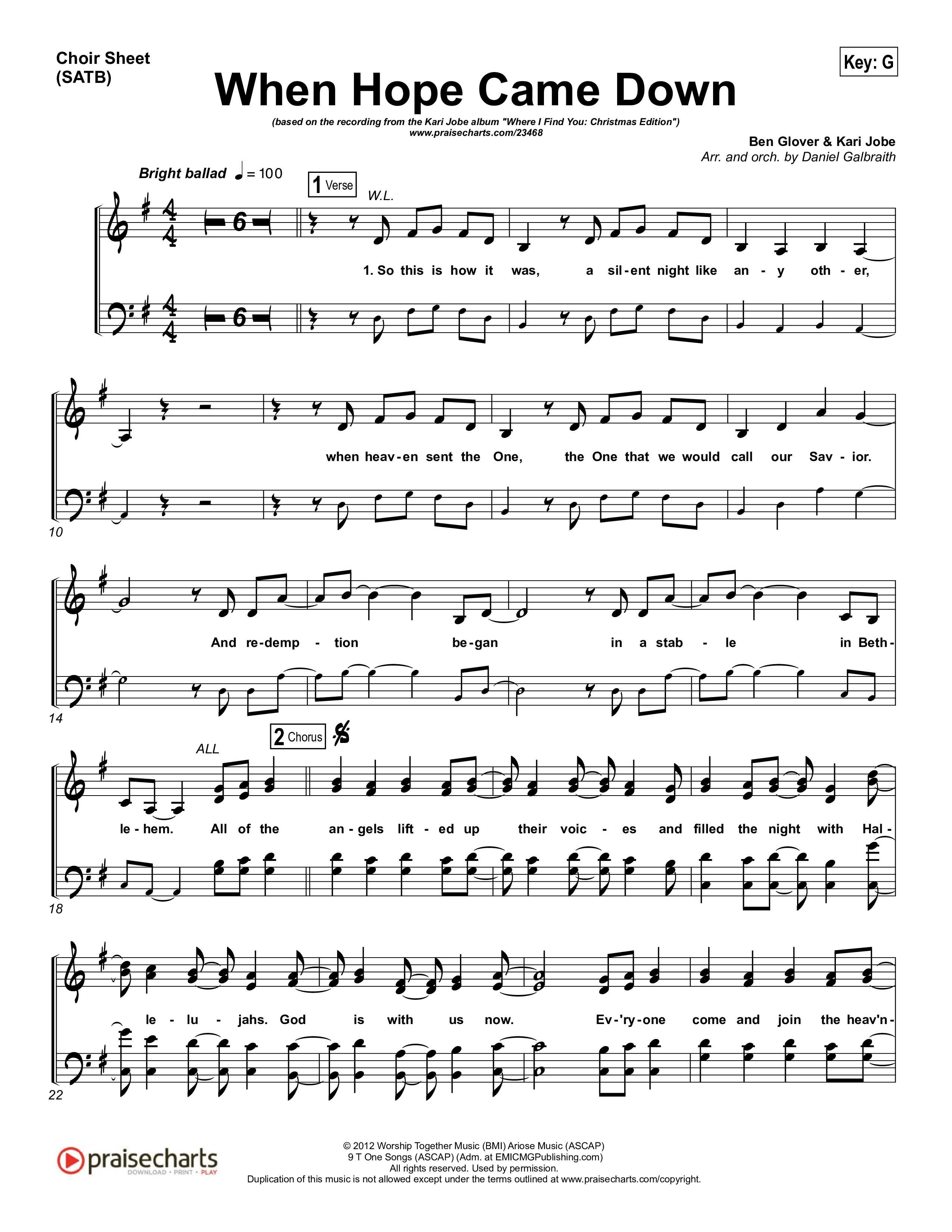 When Hope Came Down Choir Vocals (SATB) (Kari Jobe)