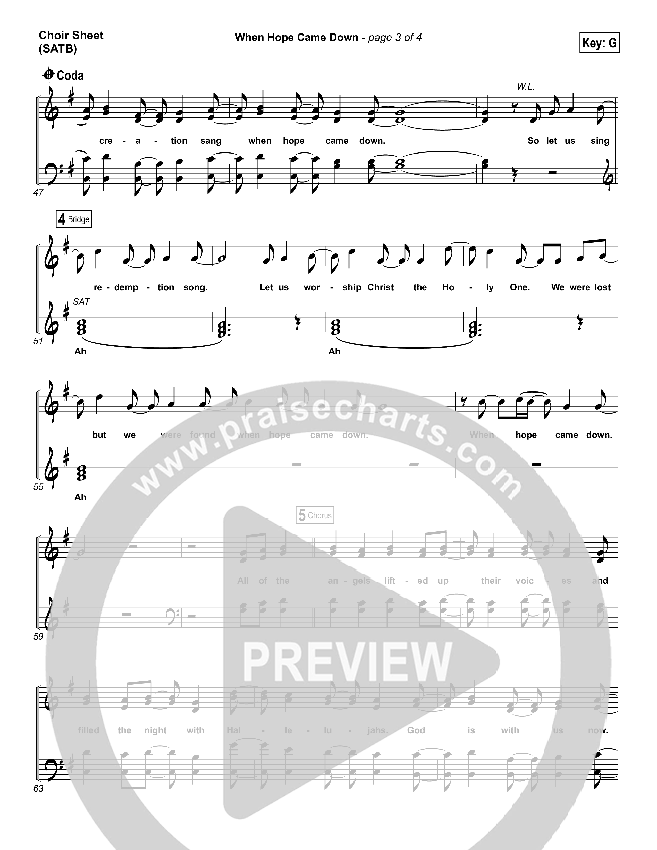 When Hope Came Down Choir Vocals (SATB) (Kari Jobe)