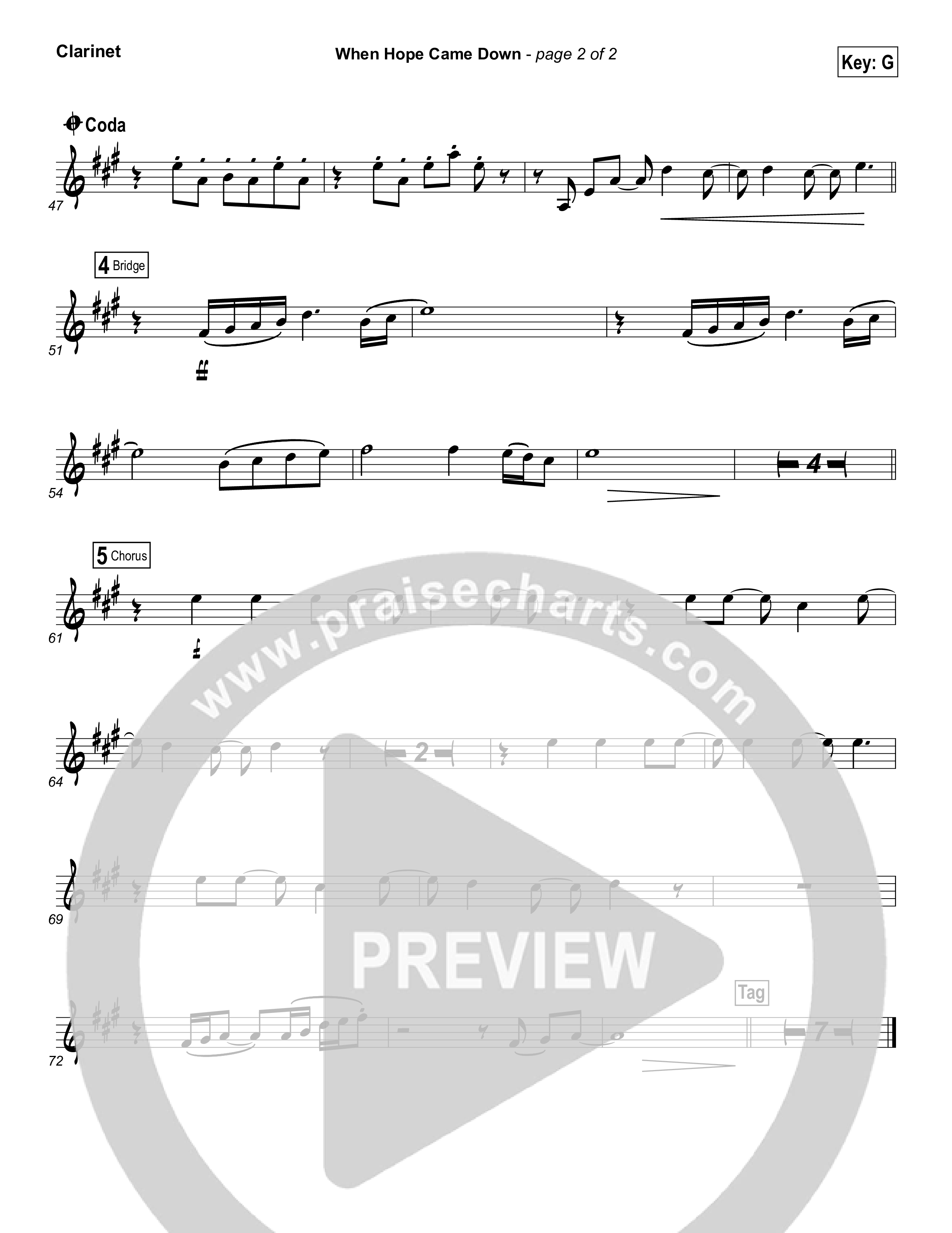 When Hope Came Down Clarinet (Kari Jobe)