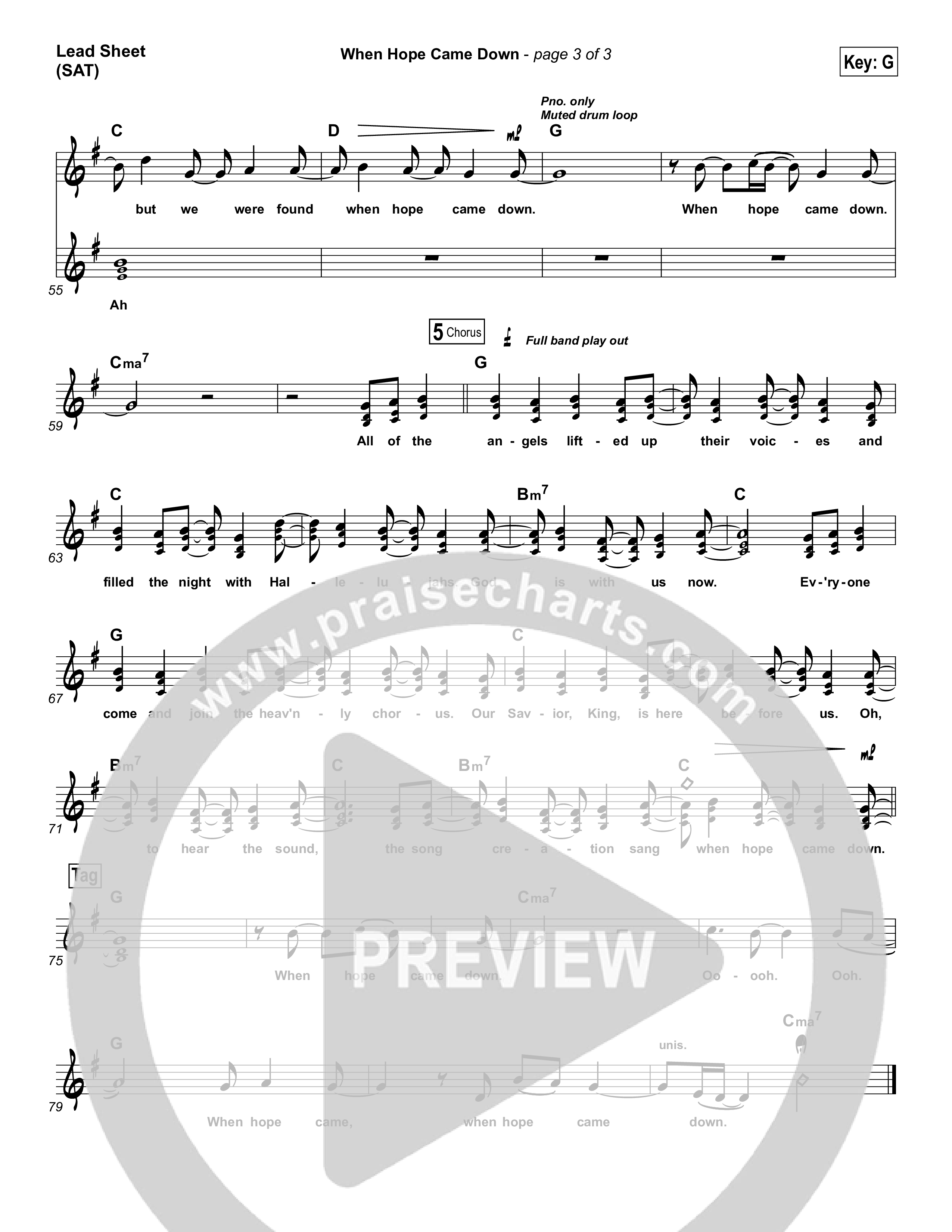 When Hope Came Down Lead Sheet (SAT) (Kari Jobe)