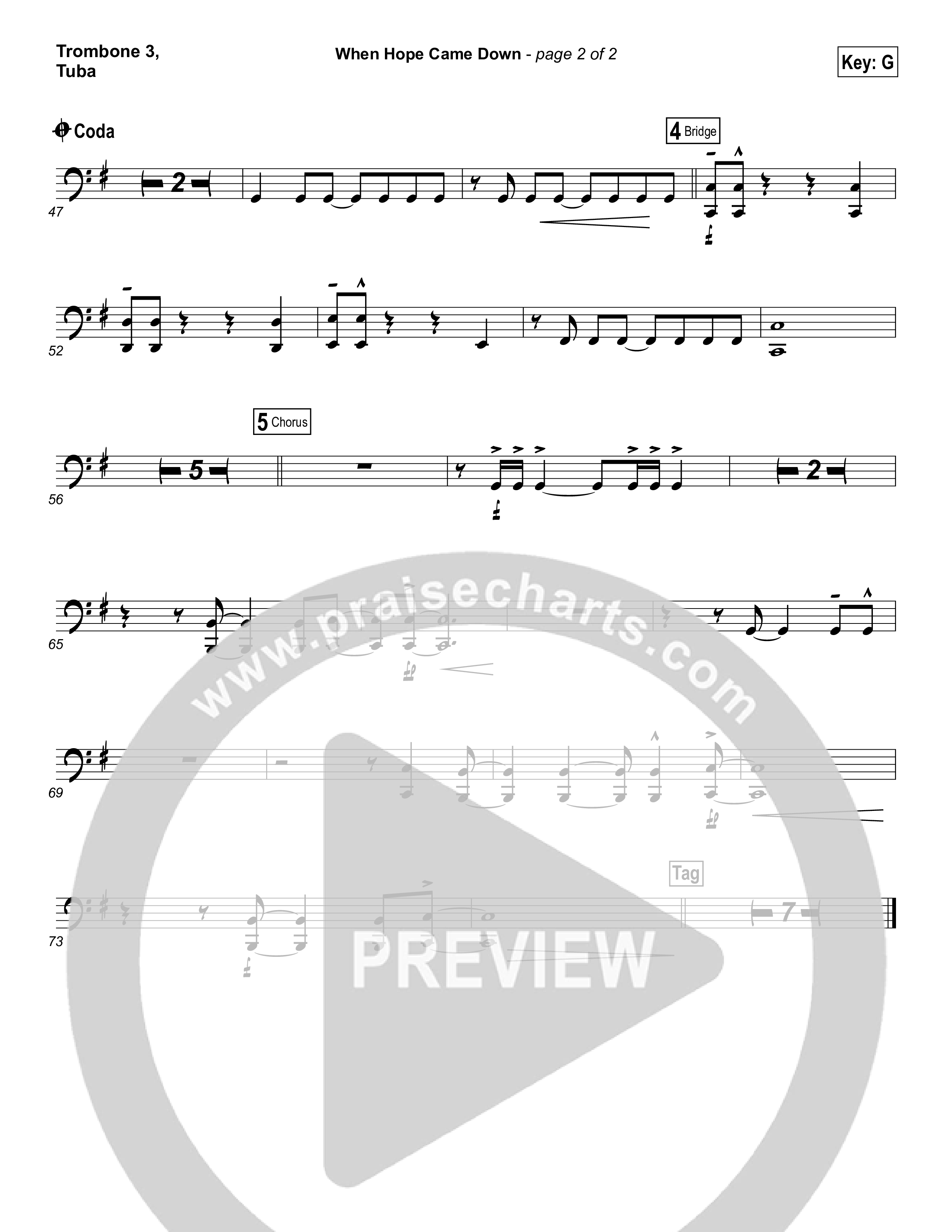 When Hope Came Down Trombone 3/Tuba (Kari Jobe)