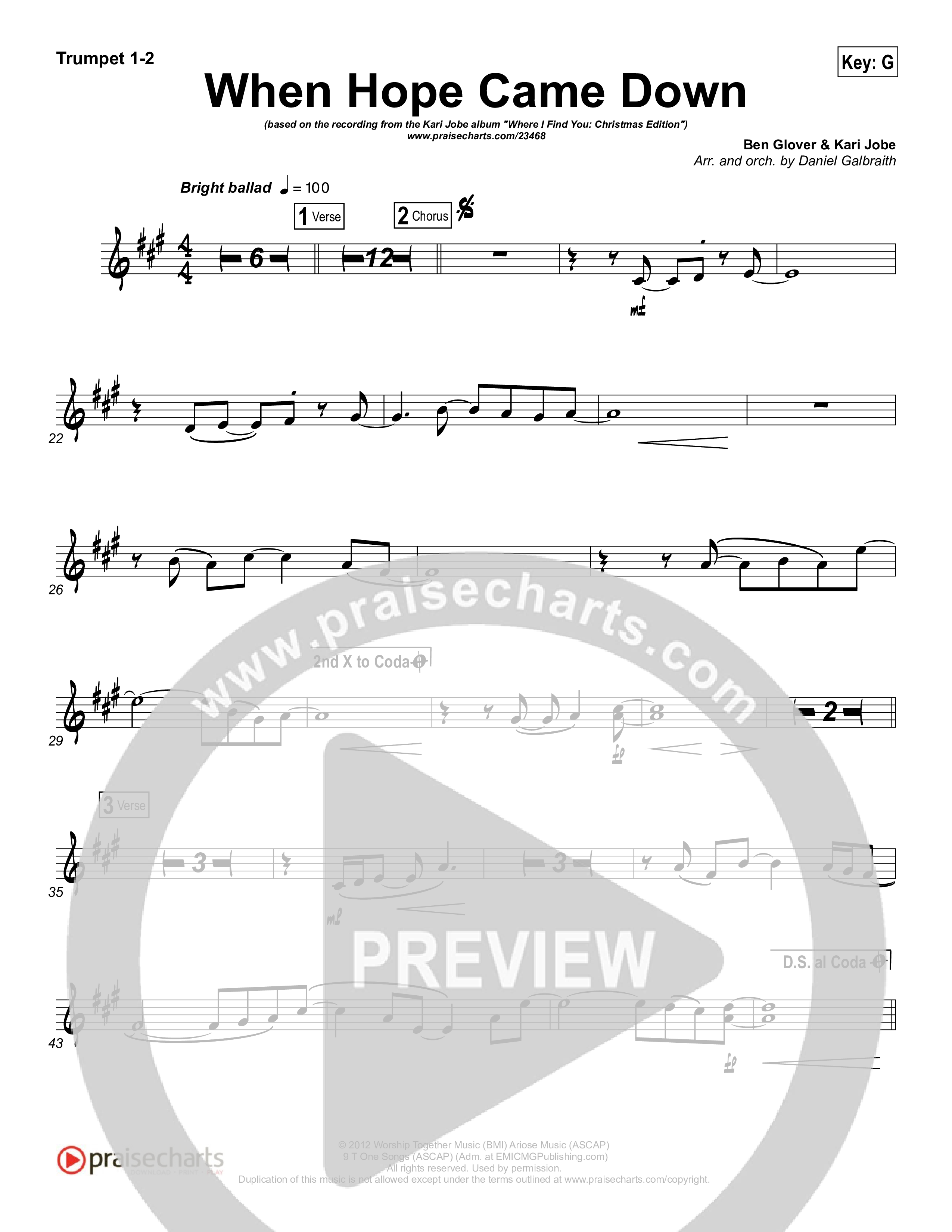 When Hope Came Down Trumpet 1,2 (Kari Jobe)