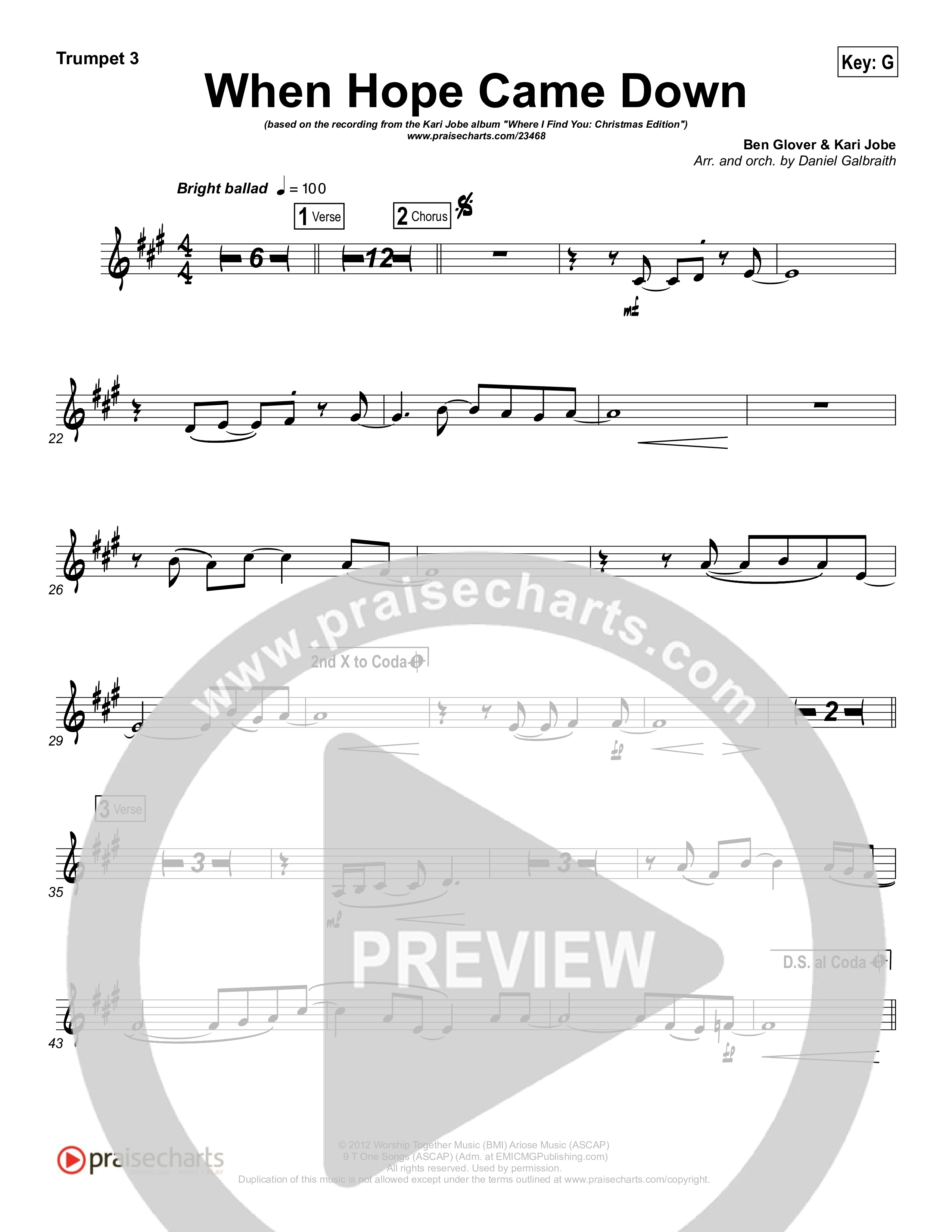 When Hope Came Down Trumpet 3 (Kari Jobe)