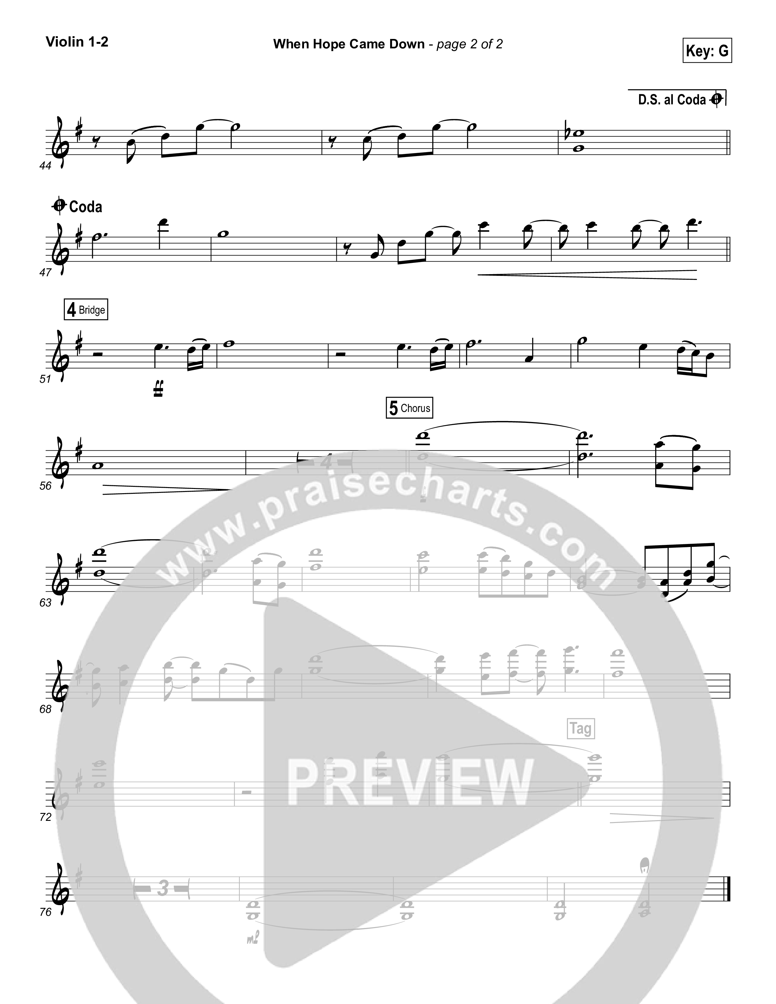 When Hope Came Down Violin 1/2 (Kari Jobe)