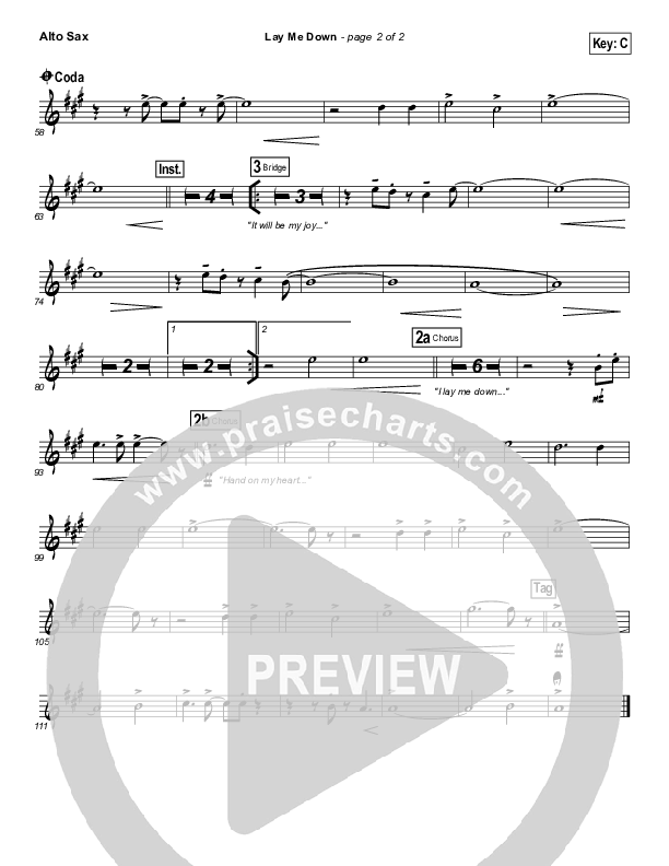 Lay Me Down Alto Sax (Chris Tomlin)