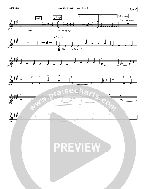 Lay Me Down Bari Sax (Chris Tomlin)