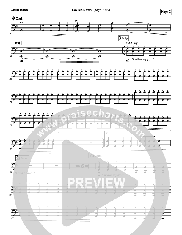 Lay Me Down Cello/Bass (Chris Tomlin)