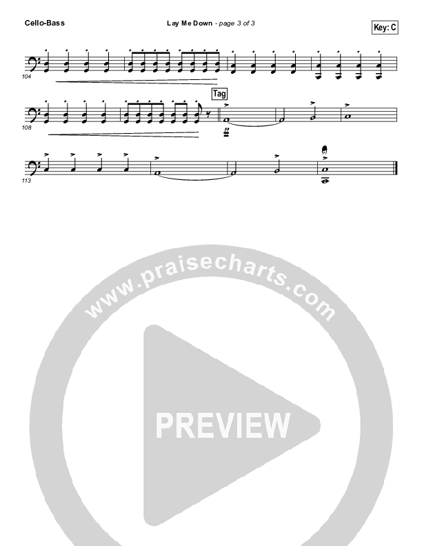 Lay Me Down Cello/Bass (Chris Tomlin)