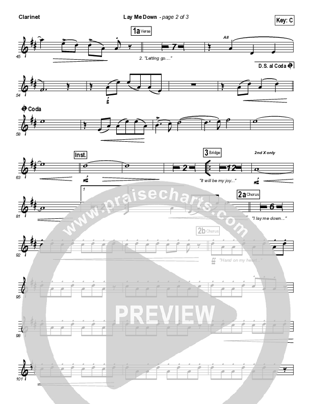 Lay Me Down Clarinet (Chris Tomlin)
