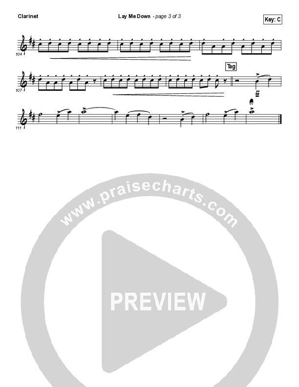Lay Me Down Clarinet (Chris Tomlin)