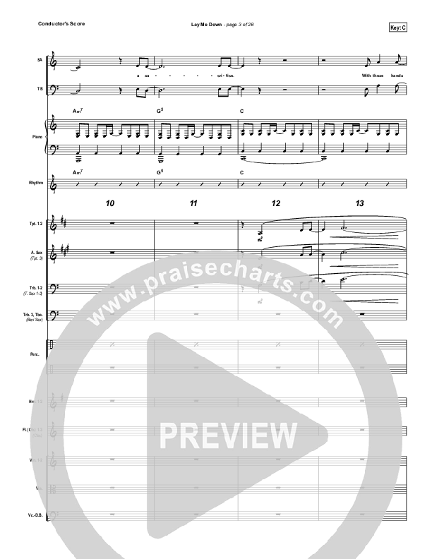 Lay Me Down Conductor's Score (Chris Tomlin)