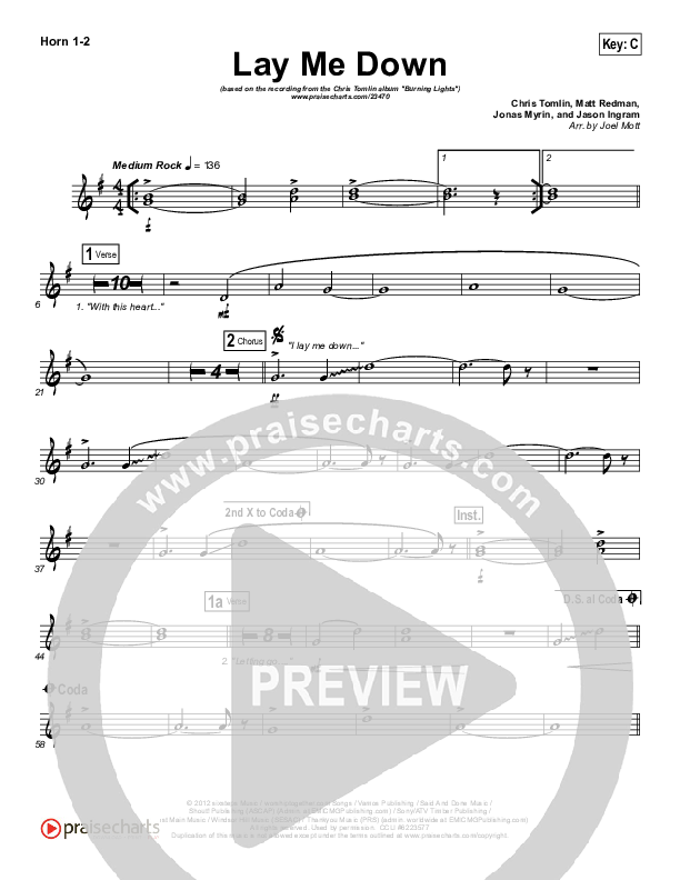 Lay Me Down Brass Pack (Chris Tomlin)