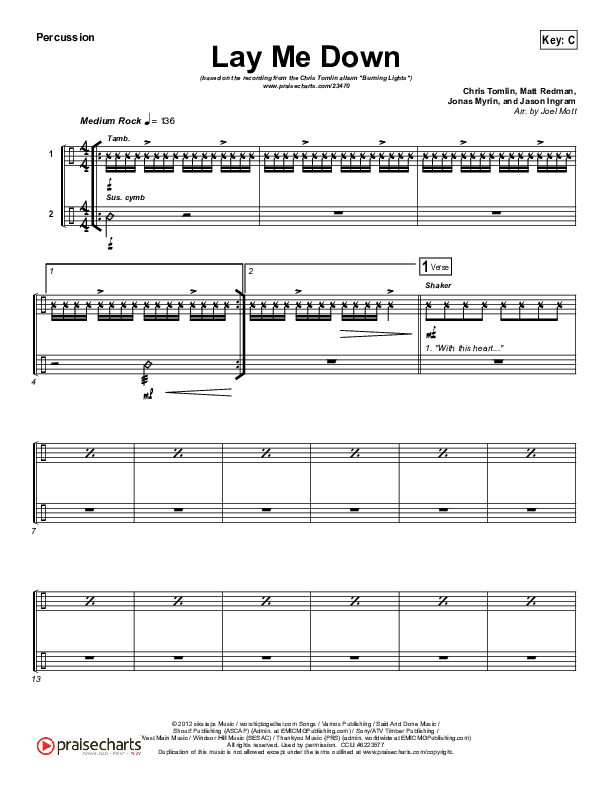 Lay Me Down Percussion (Chris Tomlin)
